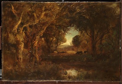 Sonnenuntergangslandschaft mit Bäumen von William Keith